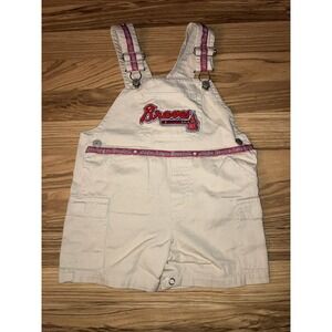 Vintage Atlanta Braves mLB Embroidered Cargo Khaki Baby Toddler‎ Overalls 18m